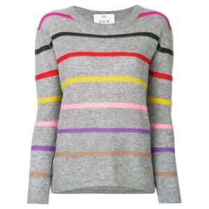 Allude sweater size L cashmere striped quiet luxury colorful‎ academia
